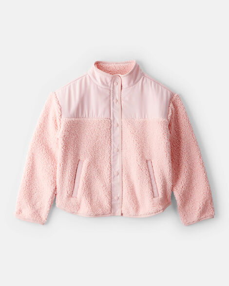 girls long-sleeve sherpa jacket - pink