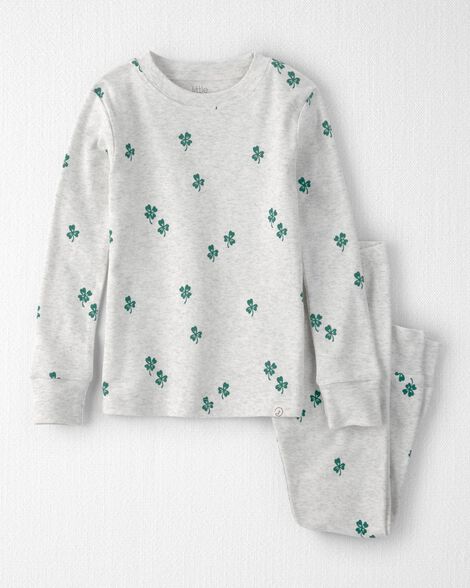 Toddler Organic Cotton Pajamas in Lucky Clovers Print