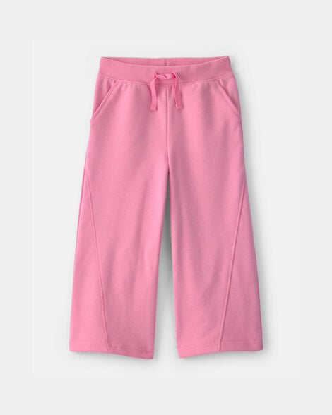 toddler girl french terry wide-leg pants - pink