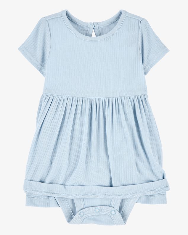 Product image 2 of Baby Girl Solid PurelySoft Bodysuit Dress -Blue