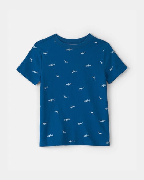 boys shark tee - navy blue