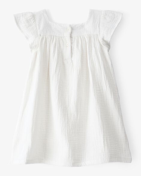  Product image 2 of Toddler Solid Flutter-Sleeve Dress - White
