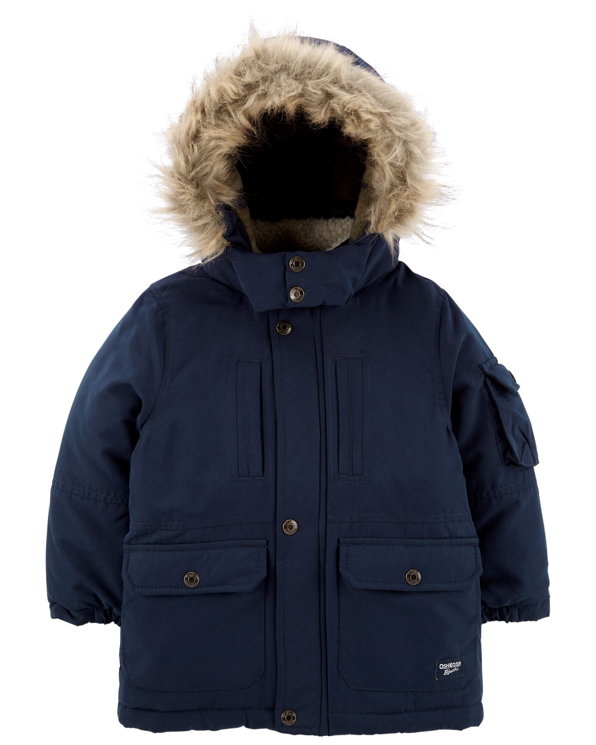 Toddler boys sherpa lined faux fur hooded parka hot sale