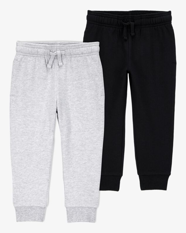 Product image 1 of Baby 2-Pack Pull-On Drawstring Joggers - Grey/Black