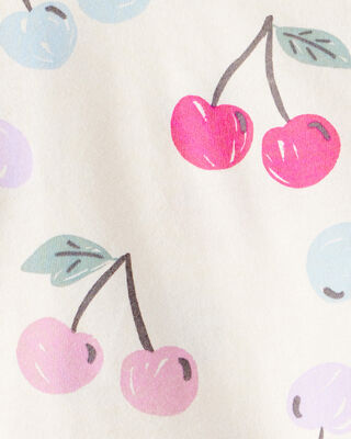 Product image 2 of Toddler Girl Cherry Print Short-Sleeve Peplum Top - White