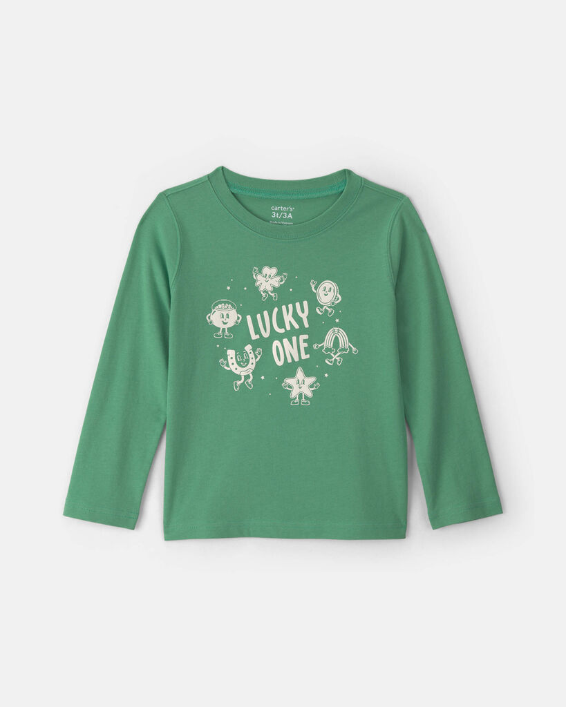 Carter's toddler boy 'lucky one' st patrick's day long-sleeve graphic tee 2T Green