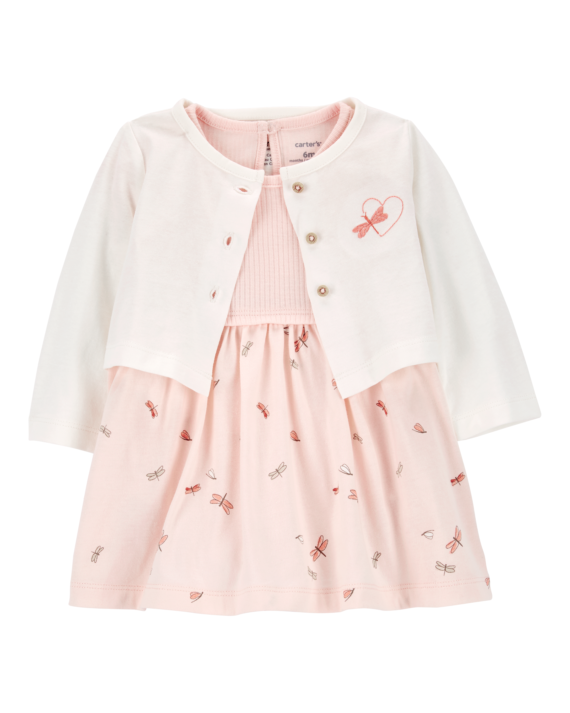 Baby 2-Piece Bodysuit Dress & Cardigan Set