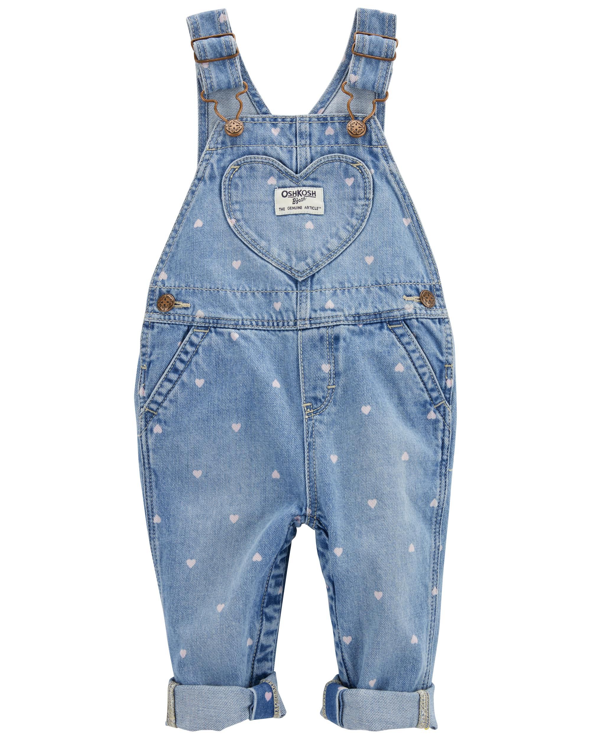 Baby Heart-Print Knit Denim Overalls - OshKosh | Carter's