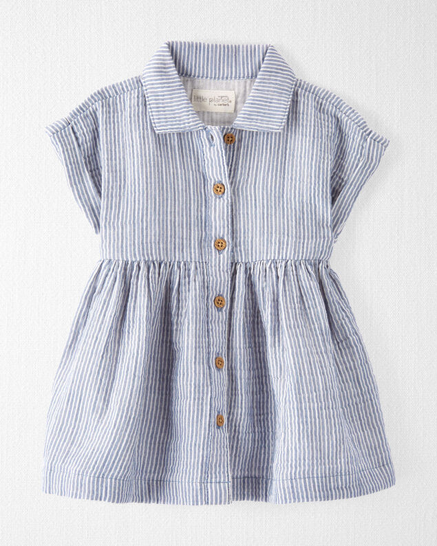 Product image 1 of Baby Organic Cotton Striped Button-Front Dress