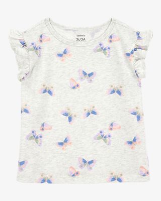Product image 1 of Toddler Butterfly Print Short-Sleeve Fashion Top - Grey