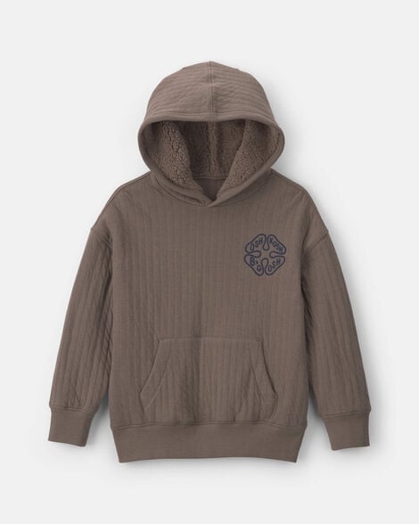 Boys Logo Quilted Hoodie - Brown
