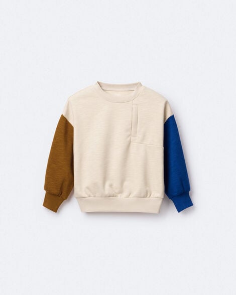 Toddler 'Hey!' Striped Otter Sweatshirt™ with Pockets - Blue/Cream
