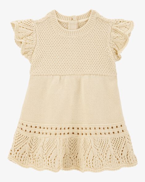  Product image 1 of Baby Pointelle Sweater Dress- Cream