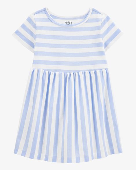 Product image 1 of Toddler Striped Short-Sleeve Dress- Blue
