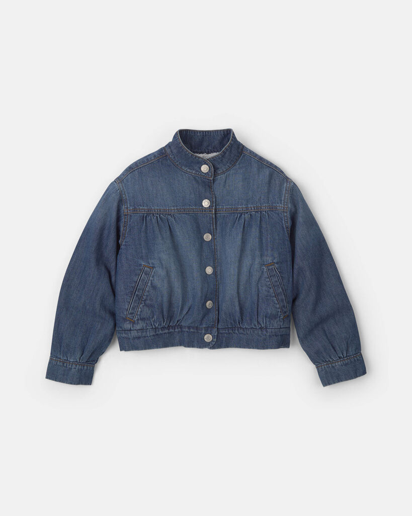 OshKosh B'gosh Girls Teddy Fleece-Lined Denim Jacket - Dark Wash 10 Dark Wash