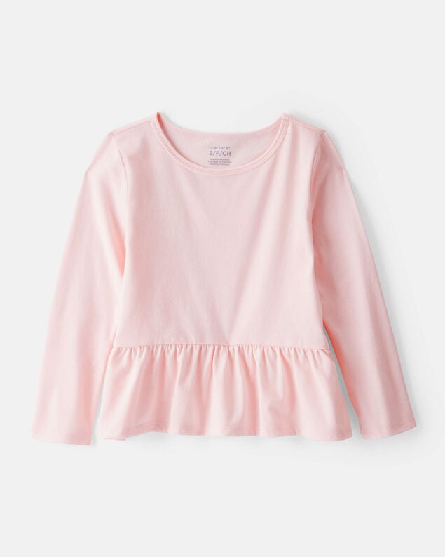 Product image 1 of Girls Long-Sleeve Peplum Top - Pink