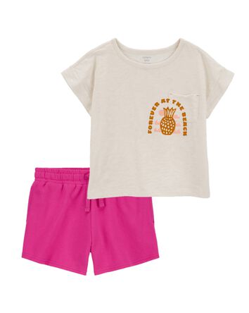Kid 2-Piece Pineapple Pocket Tee & Pull-On Shorts Set