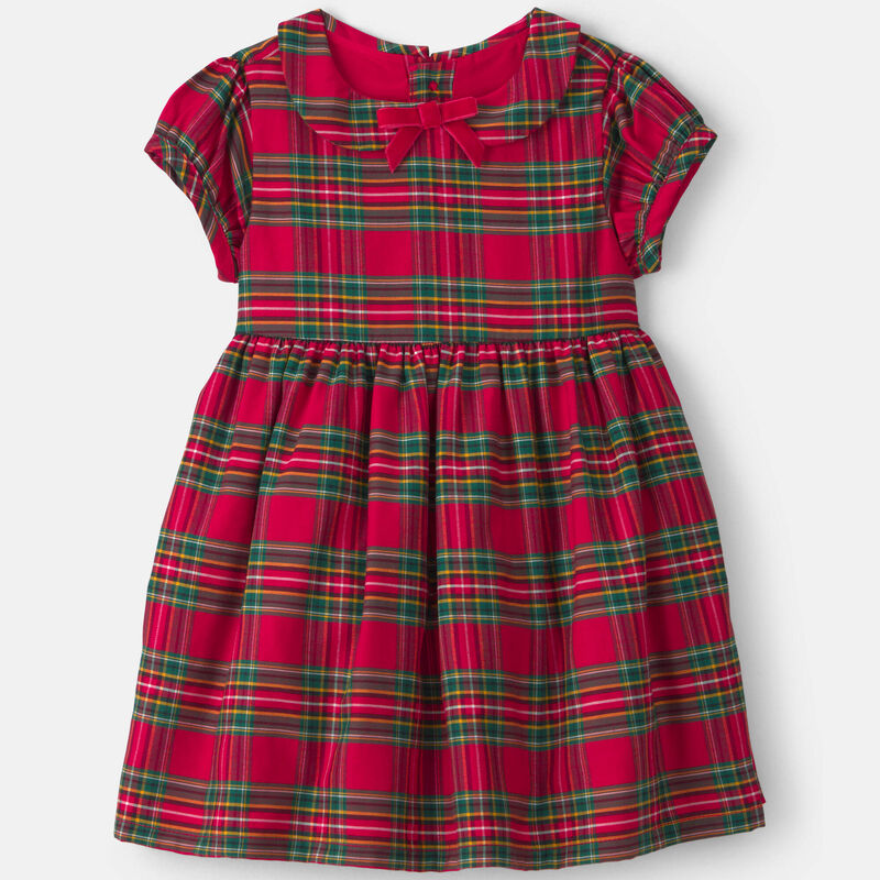 Baby Girl Holiday Plaid Short-Sleeve Dress - Red