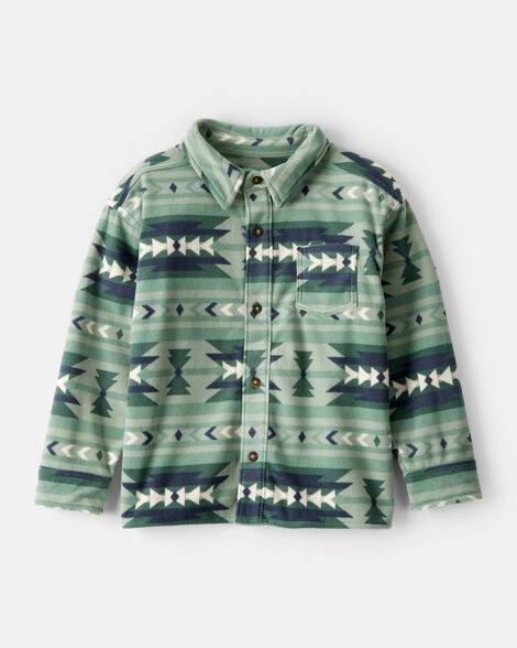 Boys Southwestern Print Button-Down Shirt - Green