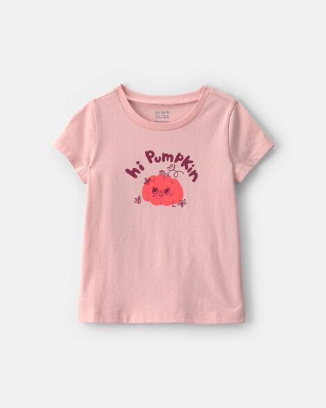 toddler girl halloween 'hi pumpkin' graphic tee - pink