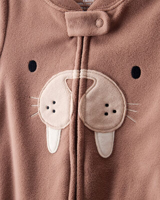 Product image 2 of Toddler Boy Walrus Loose Fit Long-Sleeve 2-Way Zip 1-Piece Pajamas - Brown