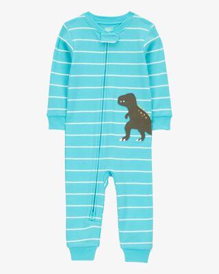 Product image 1 of Toddler 1-Piece Striped Dinosaur 100% Snug Fit Cotton Footless Pajamas