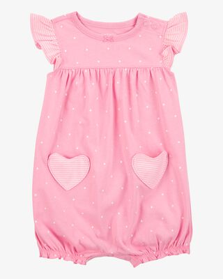 Product image 1 of Baby Heart Short-Sleeve Cotton Romper - Pink