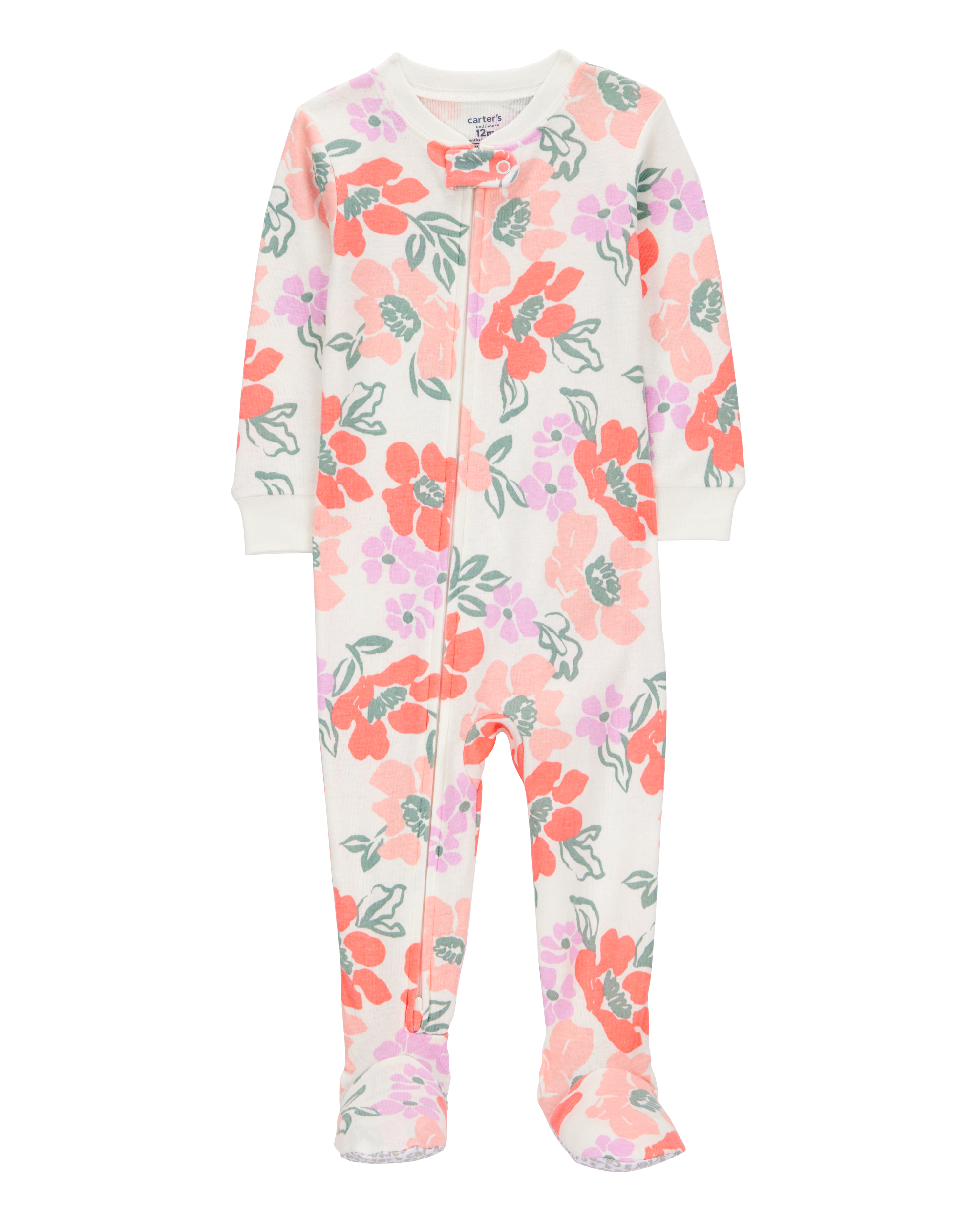 Toddler Girl 1-Piece Floral 100% Snug Fit Cotton Footie Pajamas