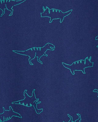 Product image 2 of Baby Dinosaur Print French Terry Long-Sleeve Jumpsuit - Blue