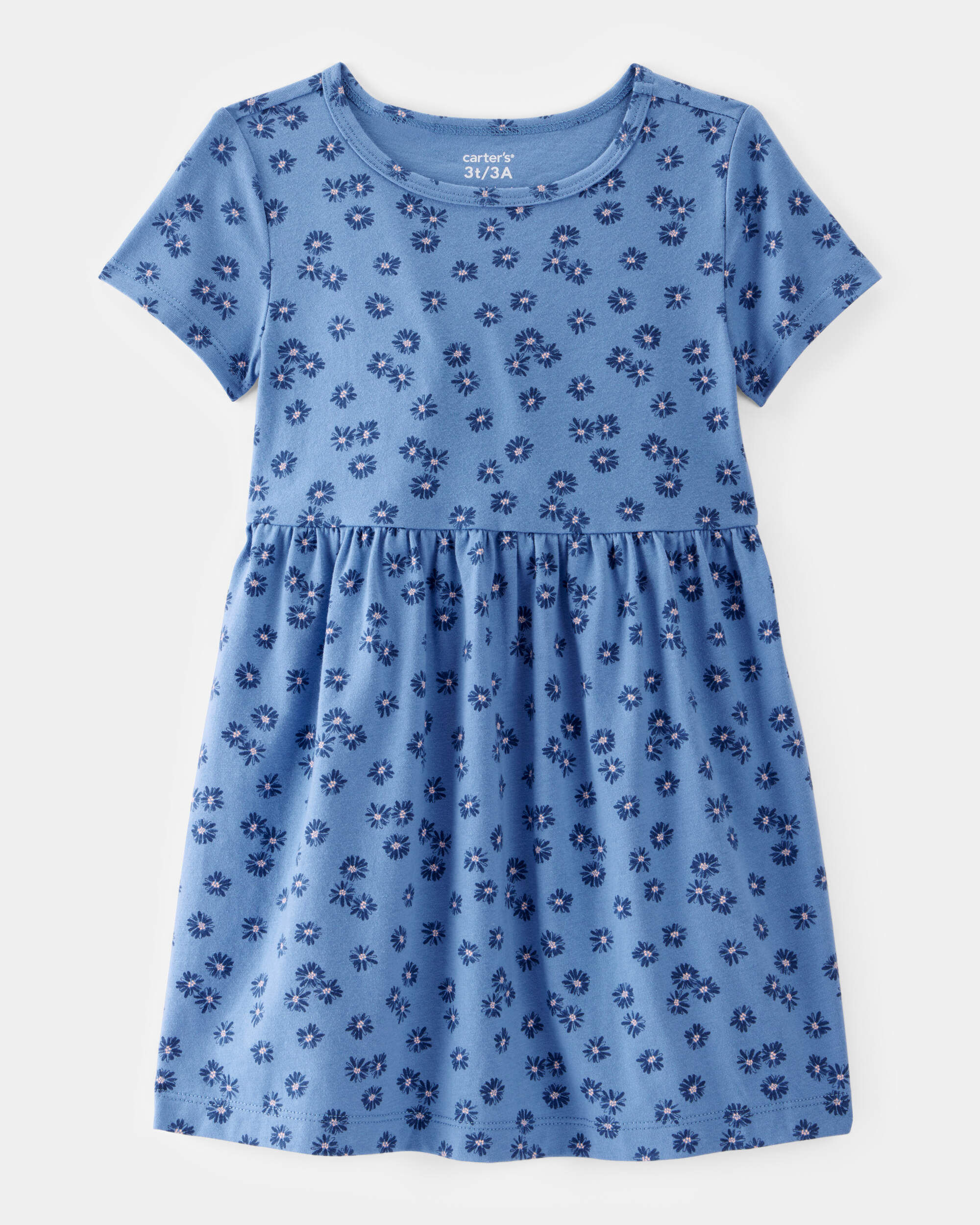 Toddler Girl Flower Power Short-Sleeve Knit Dress - Blue