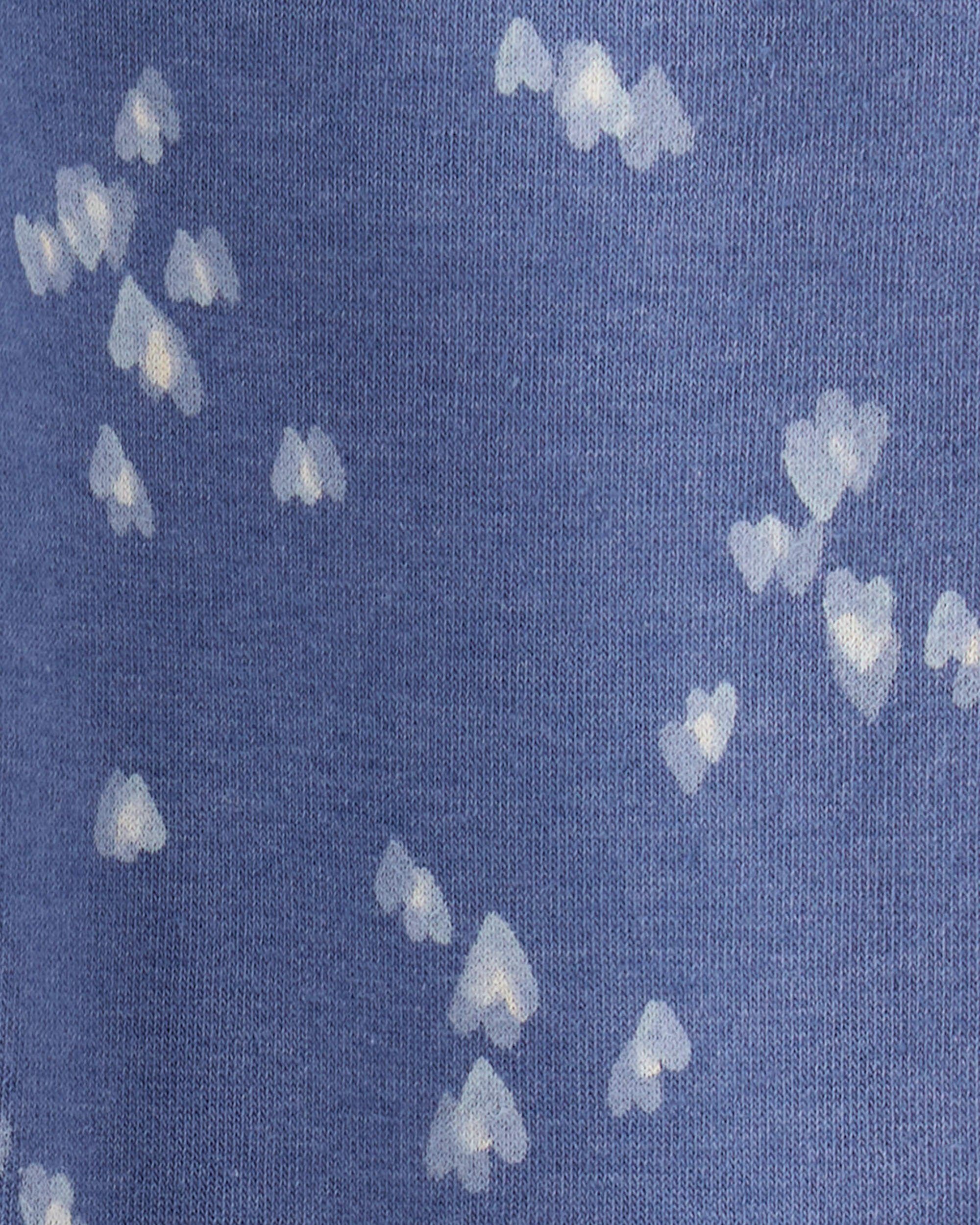 Toddler Girl Heart Print Fleece Drawstring Joggers - Blue