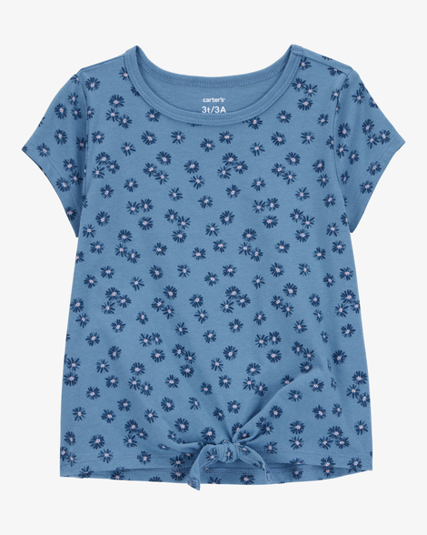 toddler floral tie-front short-sleeve tee - blue