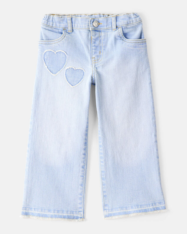 Product image 1 of Toddler  Heart Embroidered Iconic Denim Wide Leg Jeans - Cowboy Wash