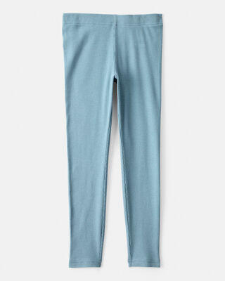 Product image 2 of Girls Rib 100% Cotton Pull-On Stretch Leggings - Blue