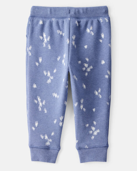 Product image 2 of Baby Girl Heart Print Drawstring Joggers - Blue