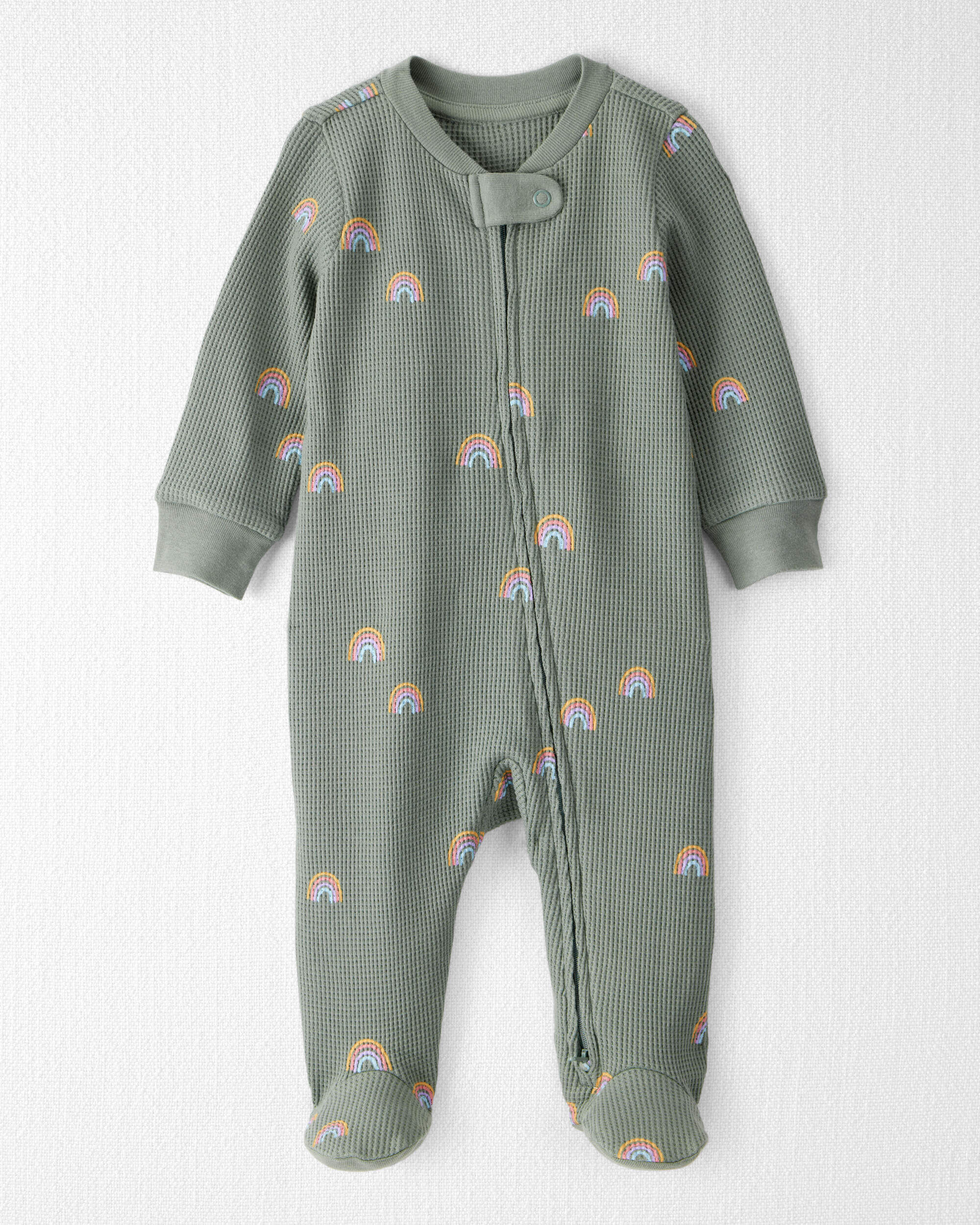Baby Waffle Knit Sleep & Play Pajamas Magical Rainbow Print Made with Organic Cotton