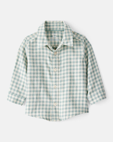 Product image 3 of Baby Boy Checkered Print Bodysuit Overall Set - Blue/Green