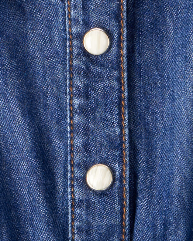 Product image 2 of Toddler Girl Denim Cotton Long-Sleeve Jumpsuit - Smokey Wash