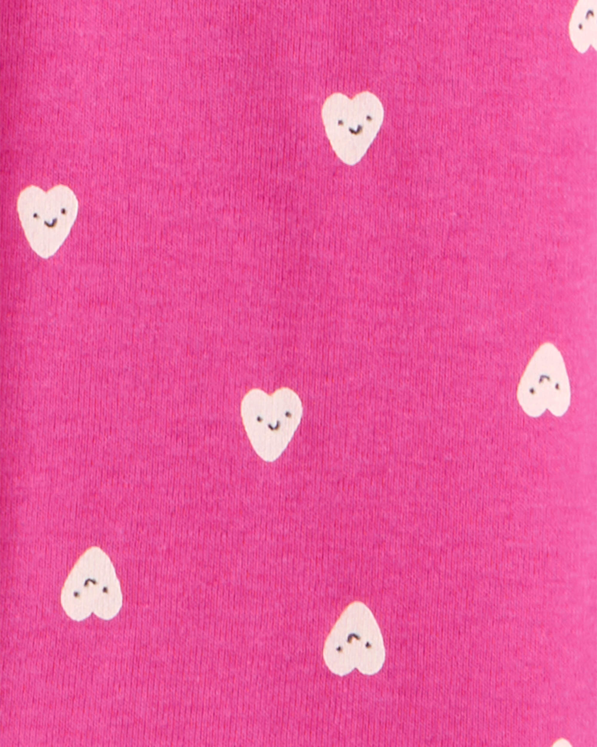 Girls Heart Print 100% Cotton Long-Sleeve Snug Fit 4-Piece Pajamas - Navy/Pink