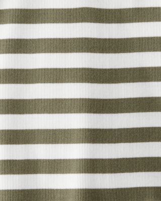 Product image 2 of Kid Ribbed Henley Striped Short-Sleeve Shirt - Green