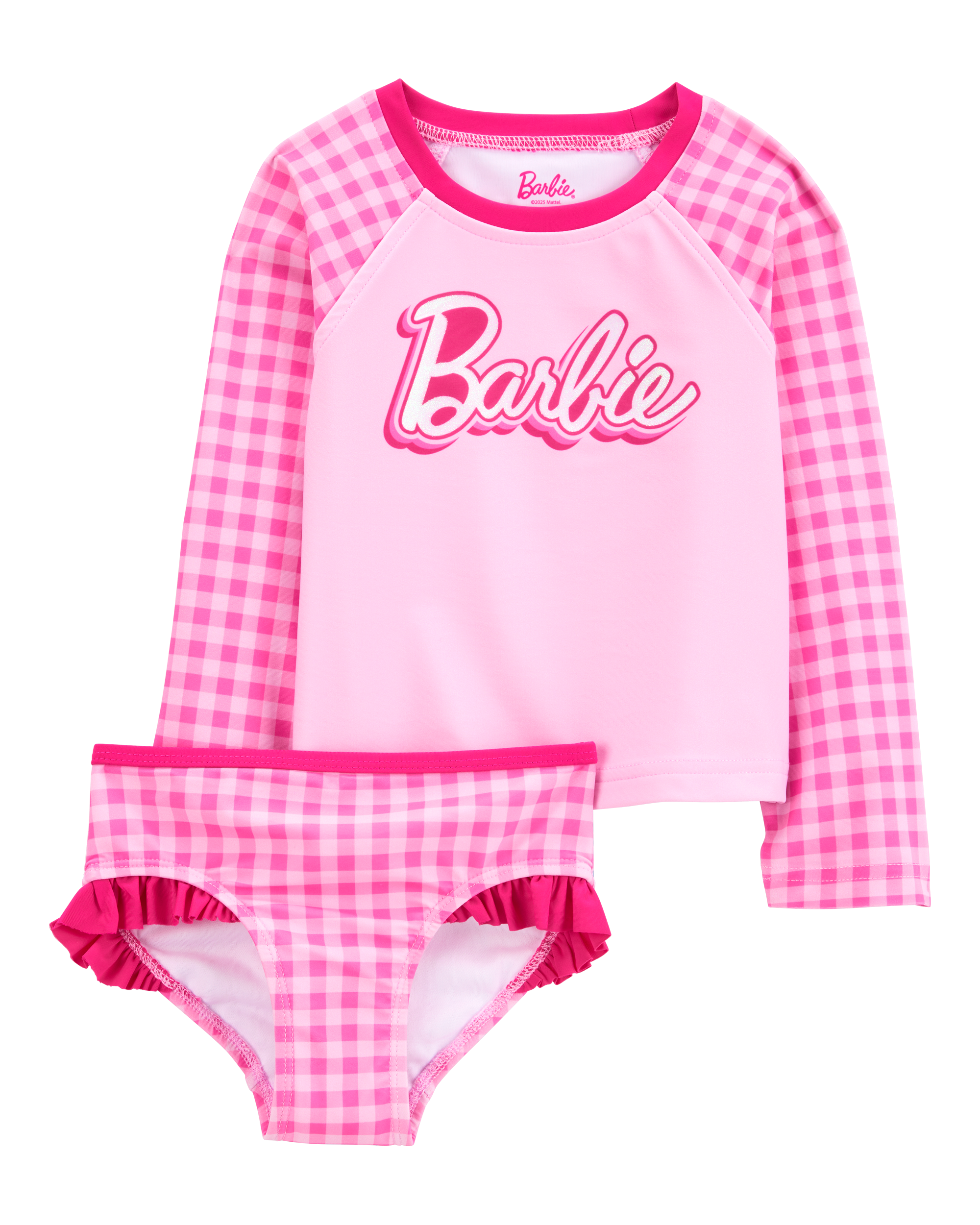 Toddler Girl Barbie™ 2-Piece Rashguard Swimsuit Set - Pink