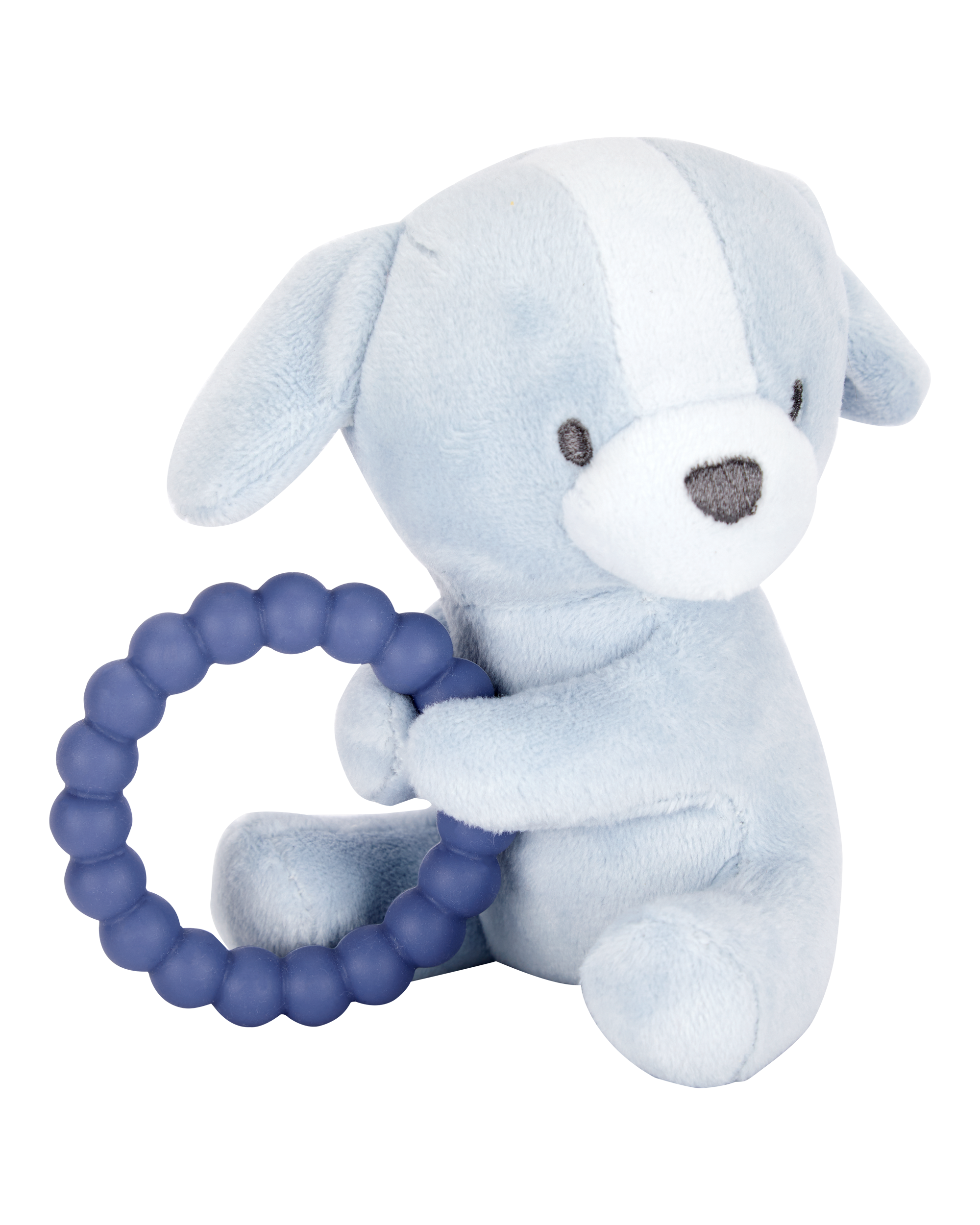 Baby Puppy Plush With Teether - Blue