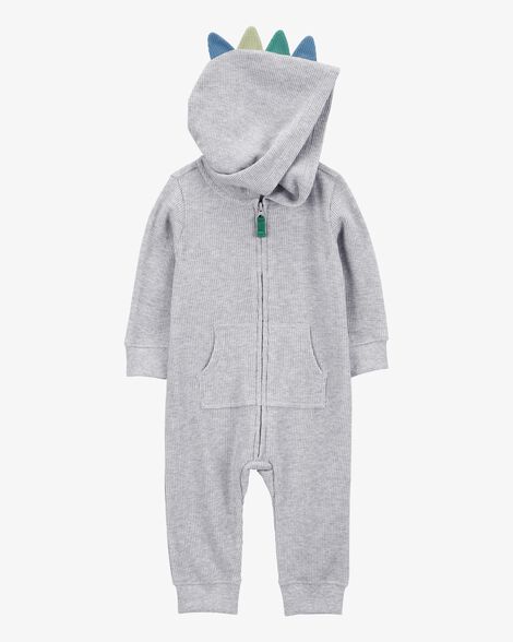  Product image 1 of Baby Dinosaur Cotton Blend Long-Sleeve Jumpsuit - Grey