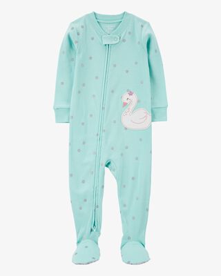 Product image 1 of Toddler 1-Piece Swan Print 100% Snug Fit Cotton Footie Pajamas