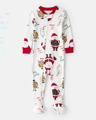 Toddler Merry & Bright Cotton Long-Sleeve 1-Piece Pajamas - Red