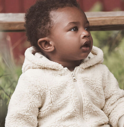 Baby Recycled Teddy Fleece Hooded Jumpsuit
