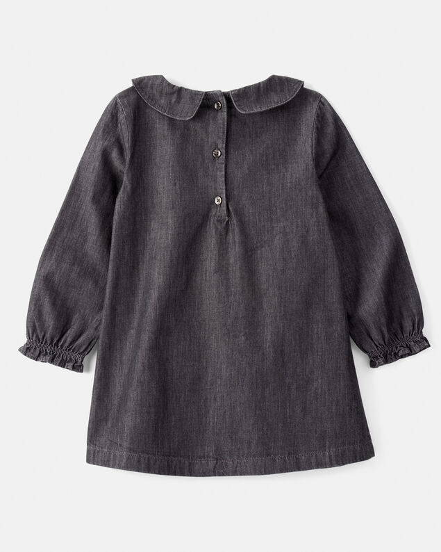 Product image 2 of Toddler Girl Floral Motif Chambray Long-Sleeve Dress - Grey