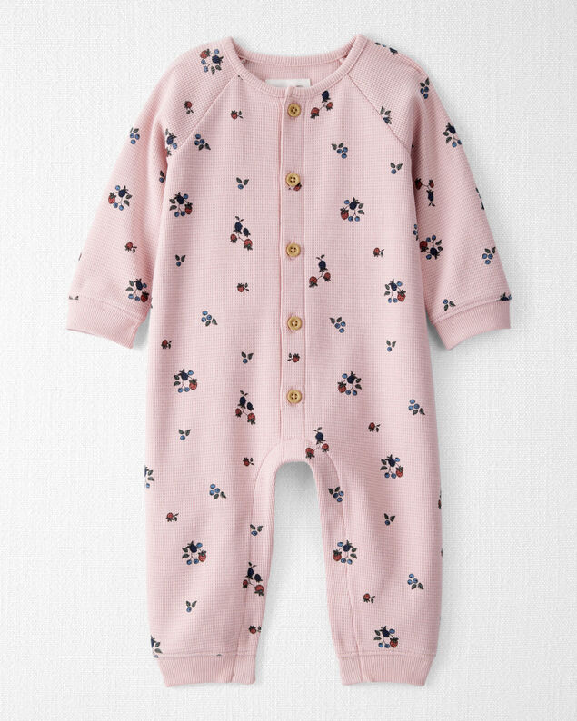 Product image 1 of Baby Organic Cotton Waffle Knit Jumpsuit in Berry Blossom Print