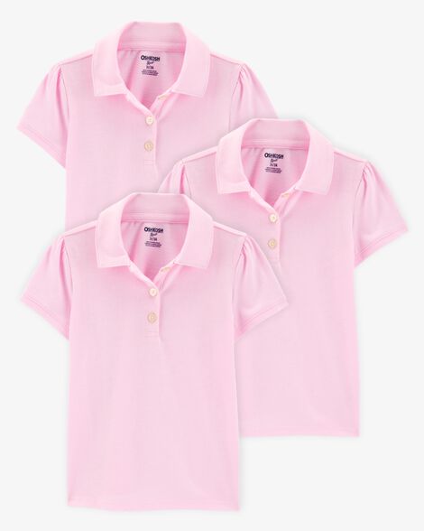 Product image 1 of Toddler 3-Pack Pique Uniform Polo Shirts - Pink