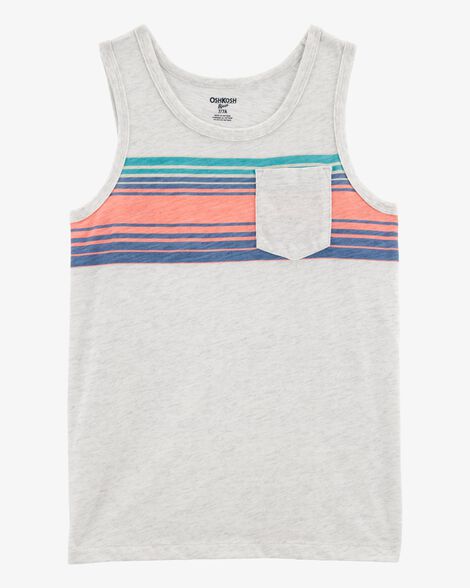Product image 1 of Kid Striped Front-Pocket Tank-Grey